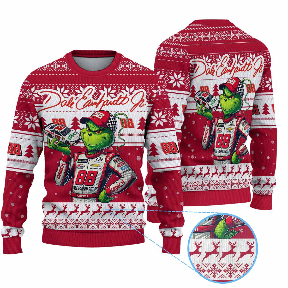 Premium Dale Earnhardt Jr Grinch Ugly Sweater
