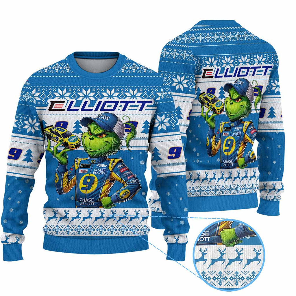 Premium Chase Elliott Grinch Ugly Sweater