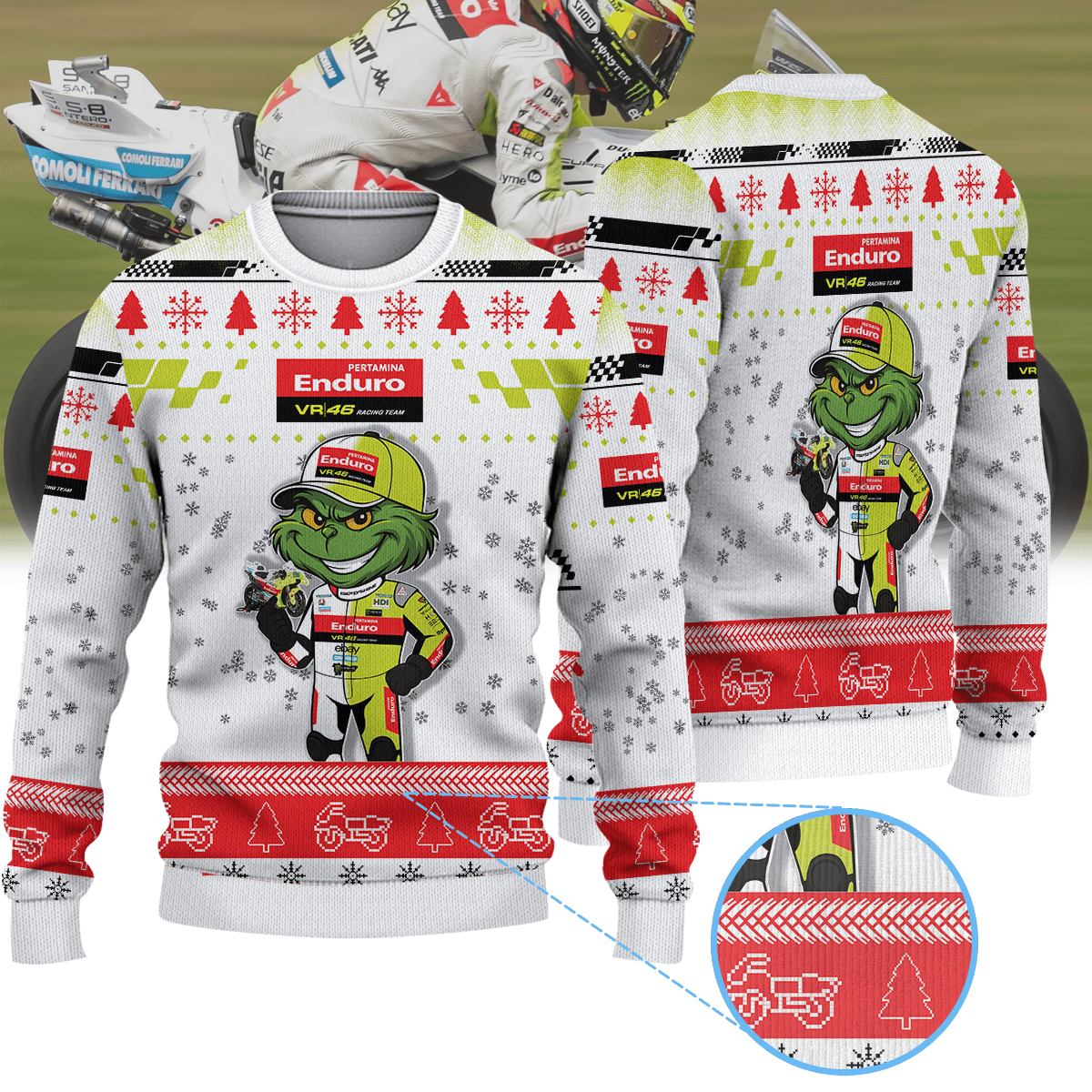 Pertamina Enduro VR46 Racing Team × Grinch Christmas Ugly Sweater