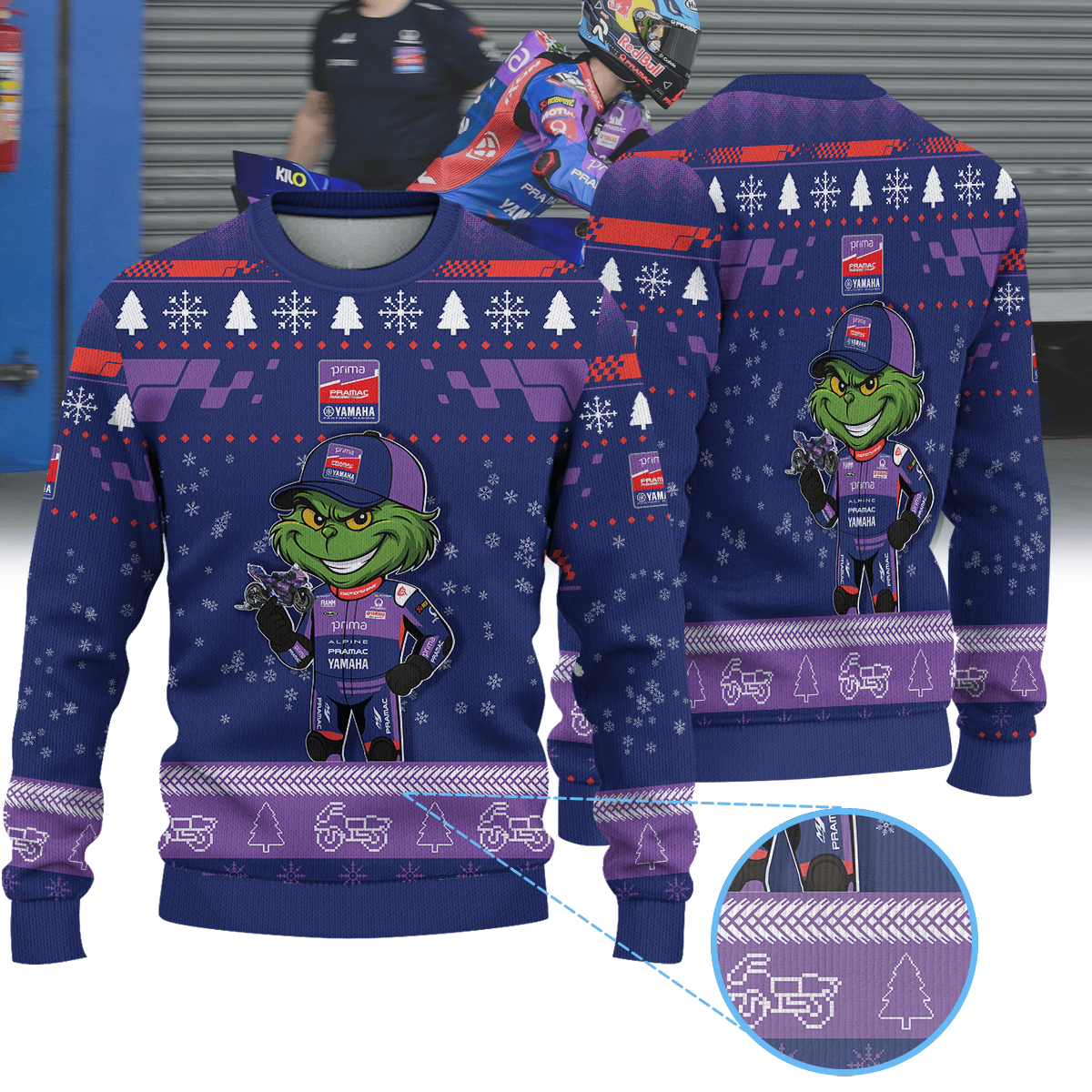 Prima Pramac Yamaha × Grinch Christmas Ugly Sweater
