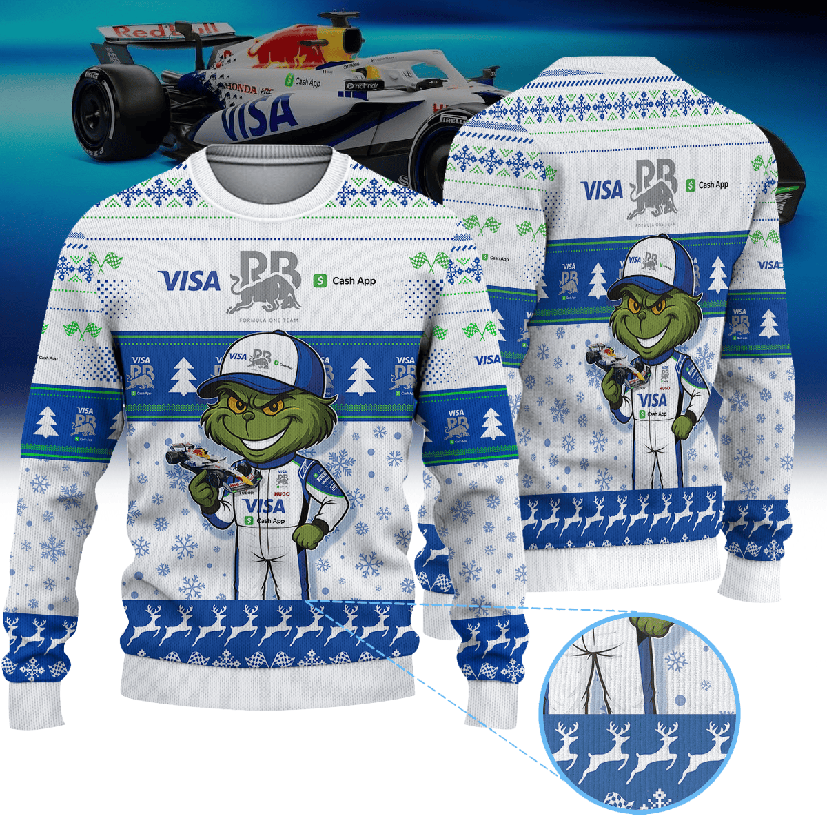 Visa Cash App RB Formula One Team × Grinch Ugly Christmas Sweater II
