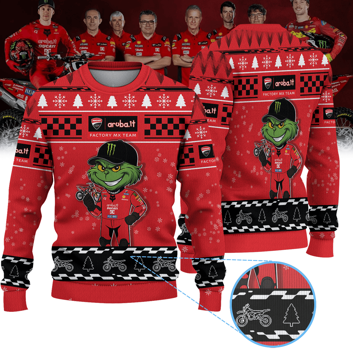 Aruba.it Ducati Factory MX Team × Grinch Ugly Christmas Sweater