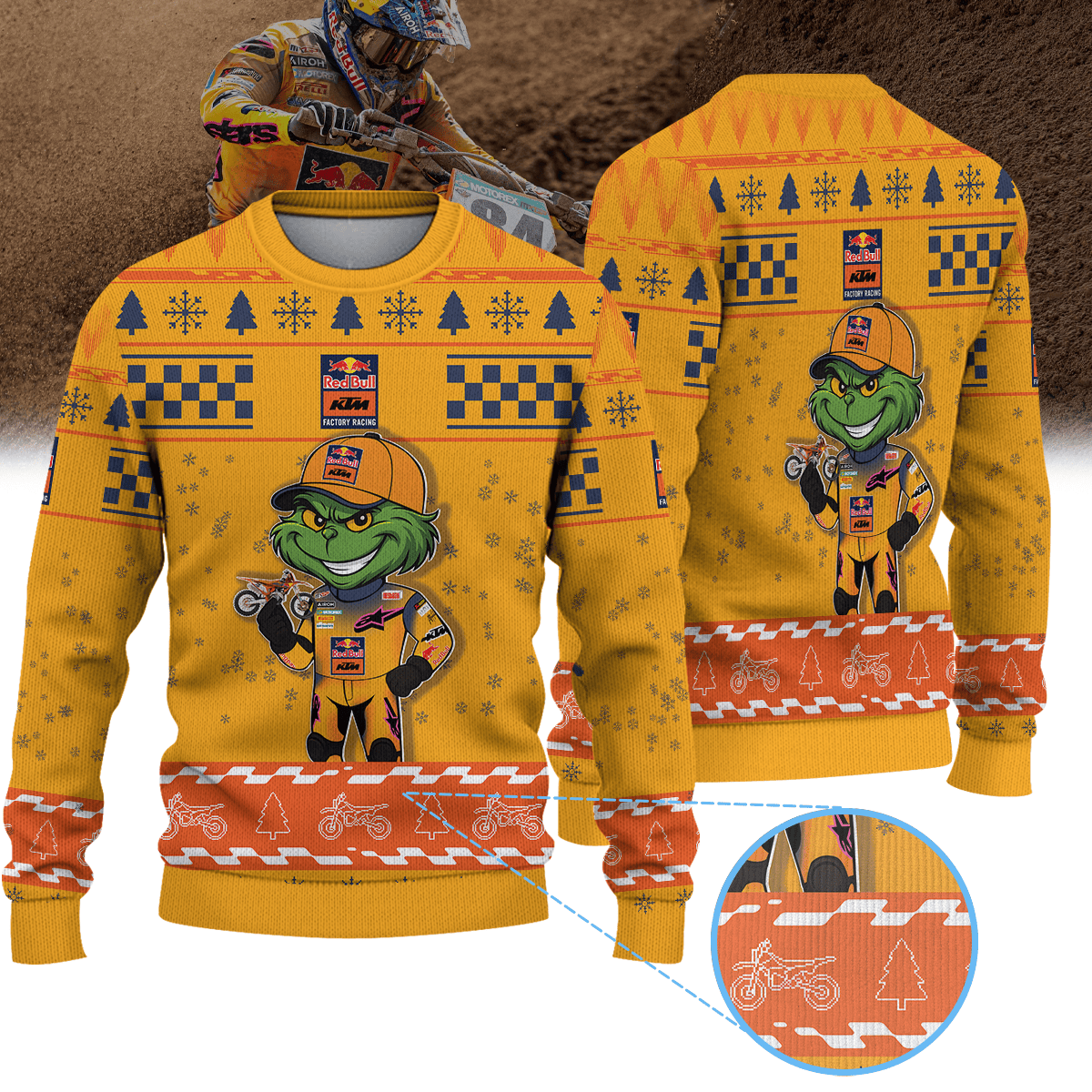 Red Bull KTM Factory Racing × Grinch Ugly Christmas Sweater