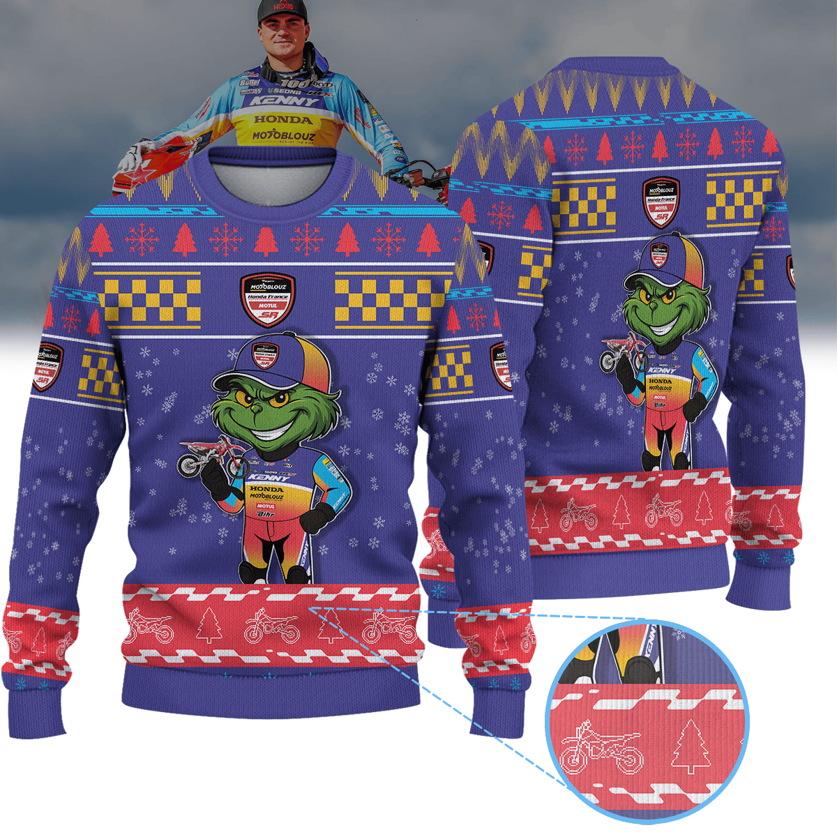 Team Honda Motoblouz SR Motul× Grinch Ugly Christmas Sweater