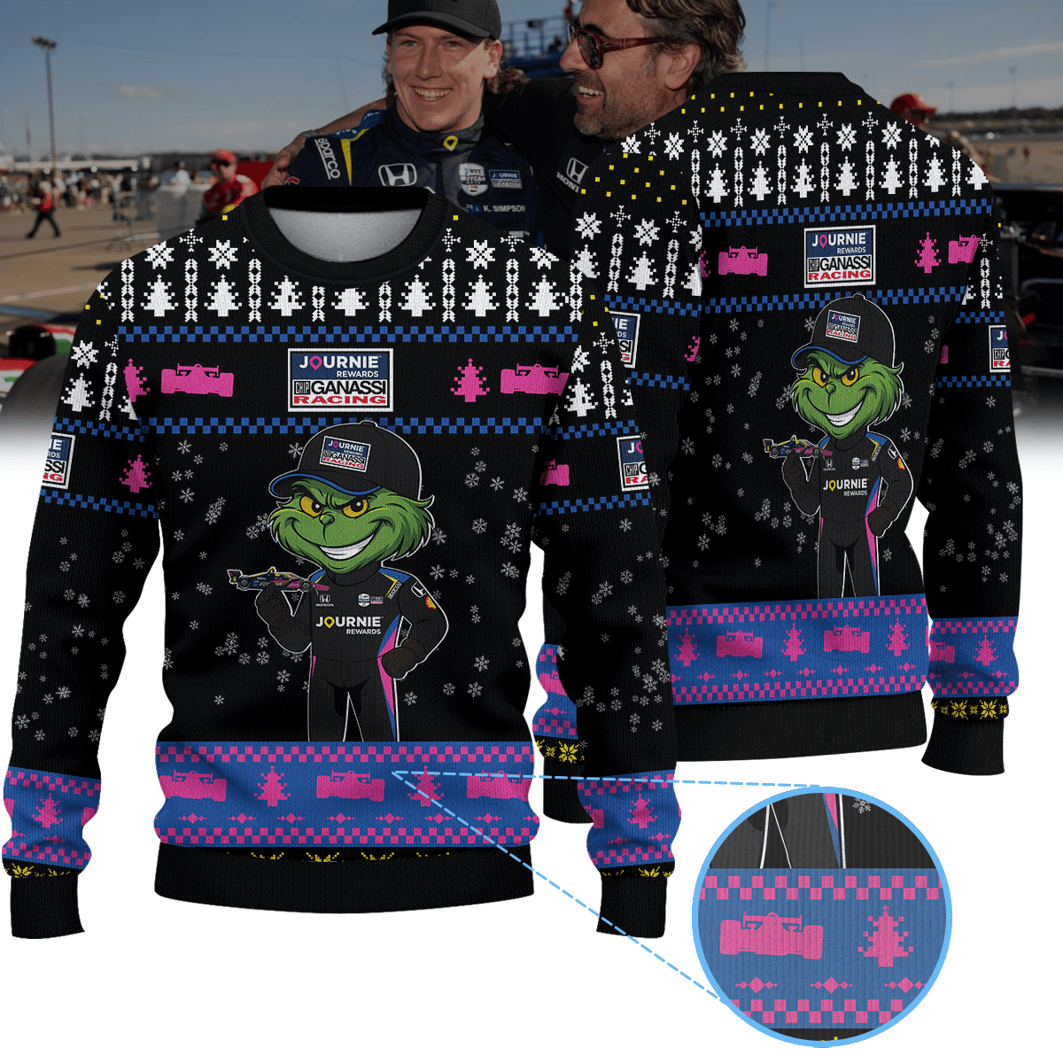 Chip Ganassi Racing Kyffin Simpson IndyCar × Grinch Ugly Christmas Sweater