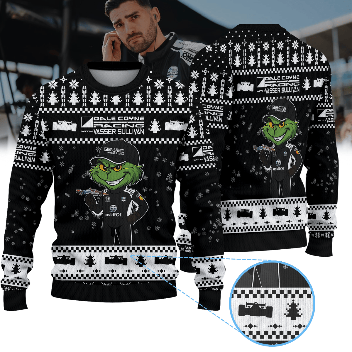 Dale Coyne Racing Rinus VeeKay IndyCar × Grinch Ugly Christmas Sweater