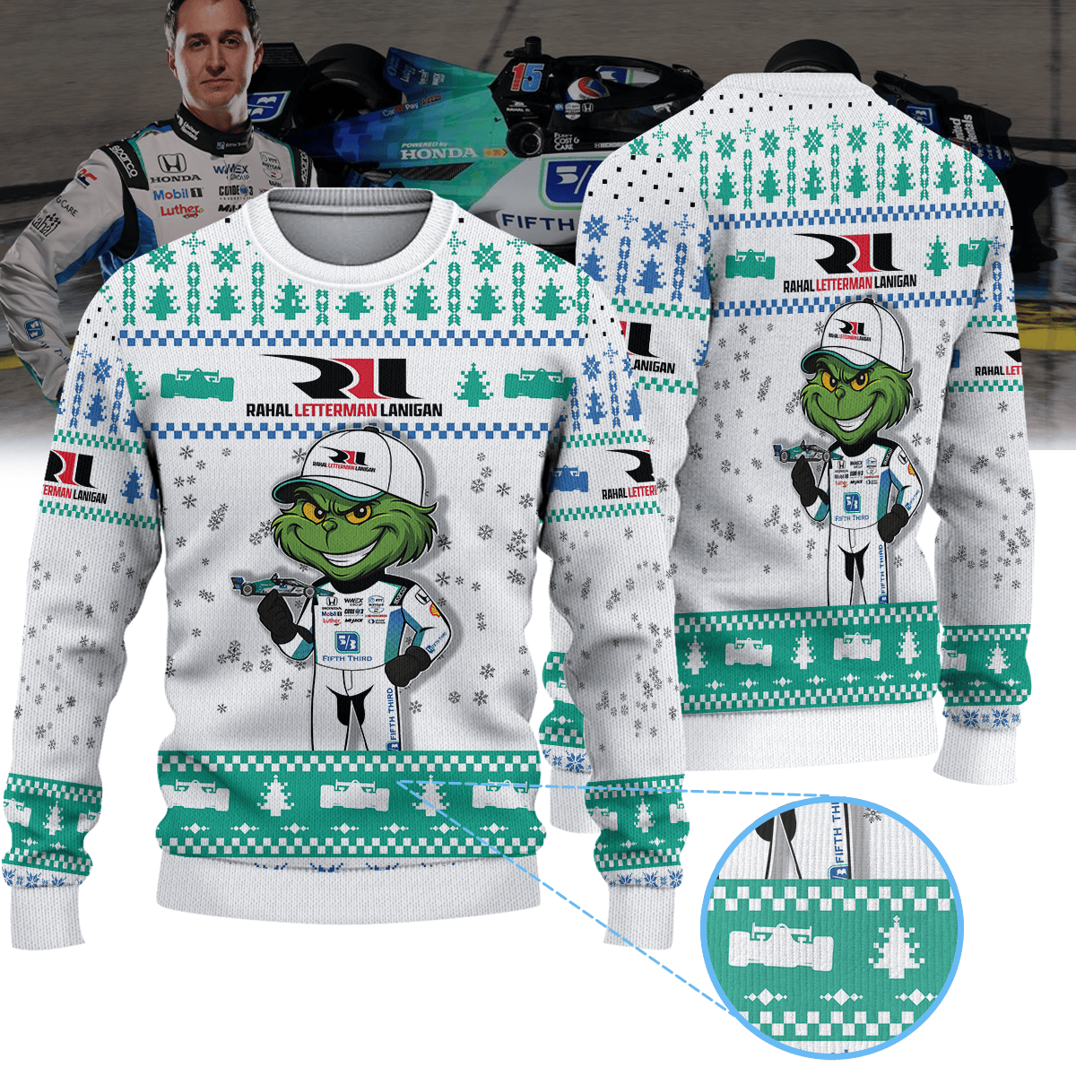Rahal Letterman Lanigan Racing Graham Rahal IndyCar × Grinch Ugly Christmas Sweater