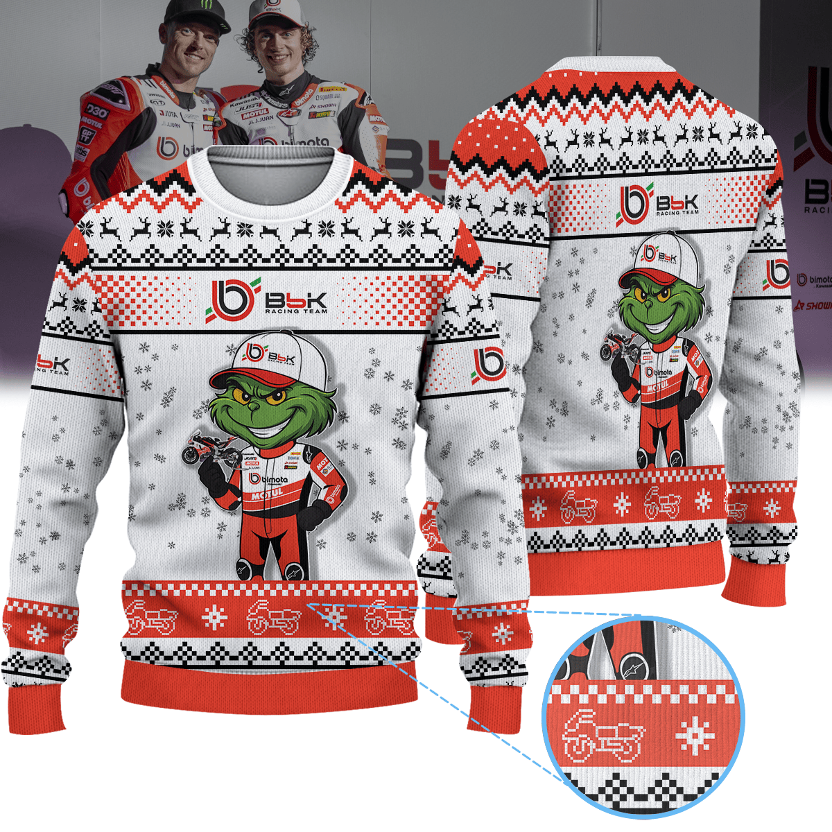 bimota by Kawasaki Racing Team WorldSBK × Grinch Ugly Christmas Sweater