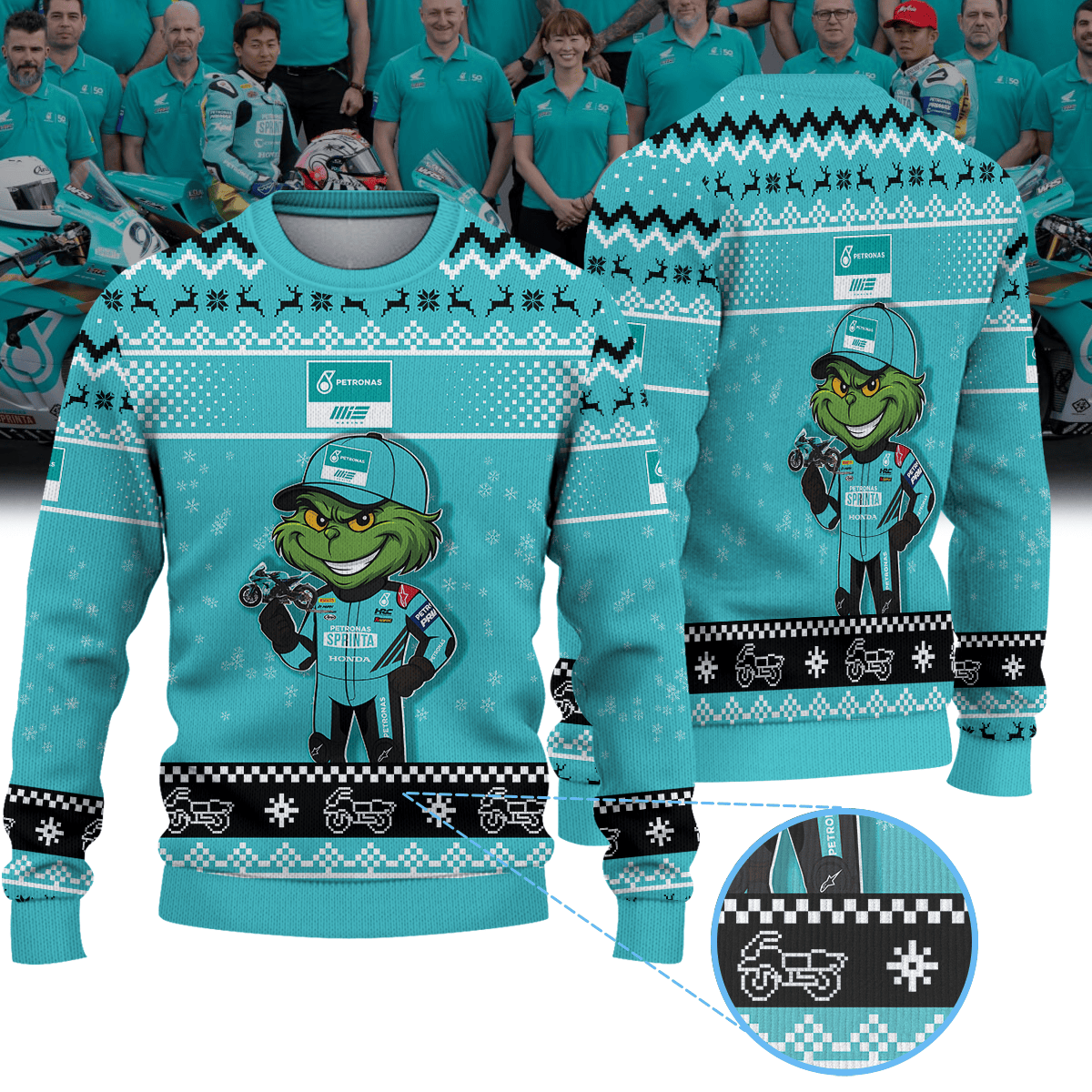 PETRONAS MIE Honda Racing Team WorldSBK × Grinch Ugly Christmas Sweater