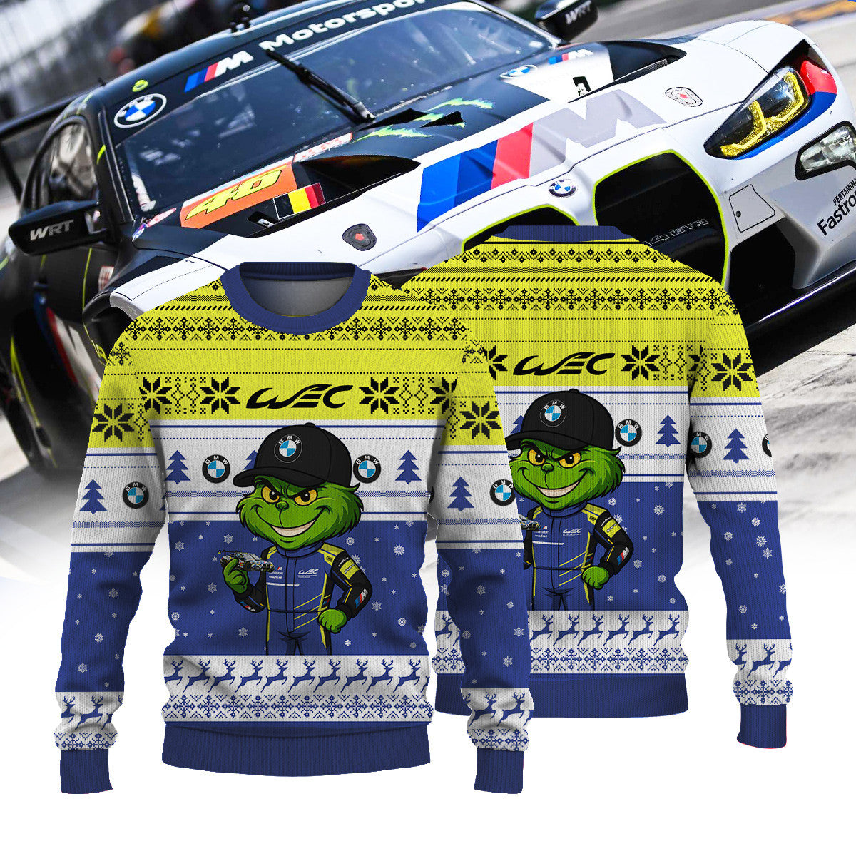 BMW M TEAM WRT III FIAWEC × Grinch Ugly Christmas Sweater