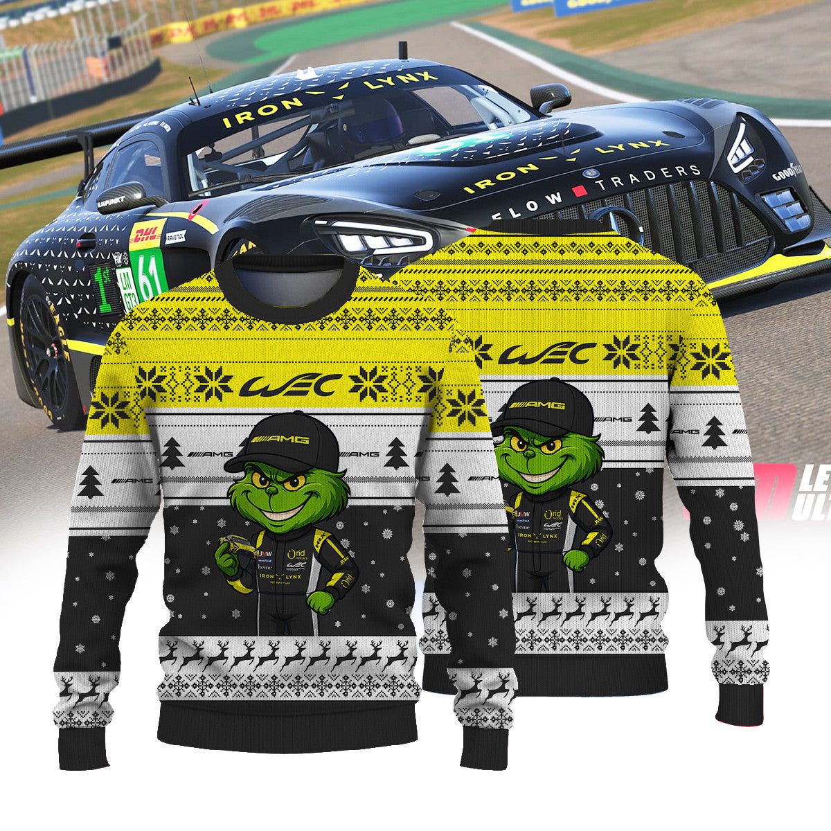 MERCEDES AMG IRON LYNX FIAWEC × Grinch Ugly Christmas Sweater V