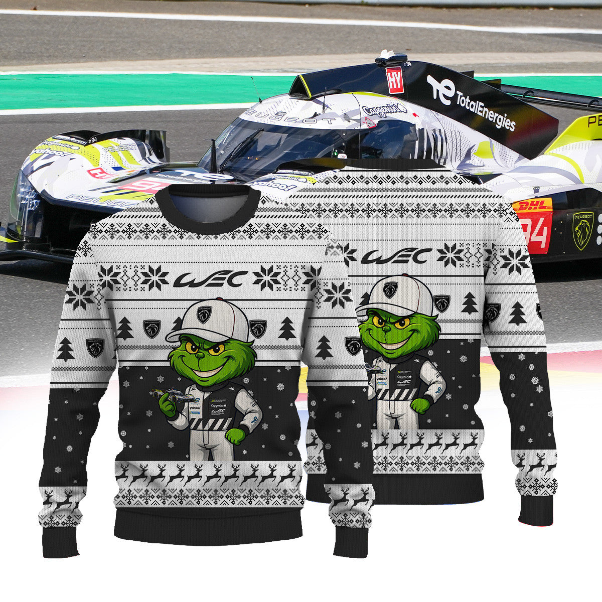 PEUGEOT TOTALENERGIES FIAWEC × Grinch Ugly Christmas Sweater