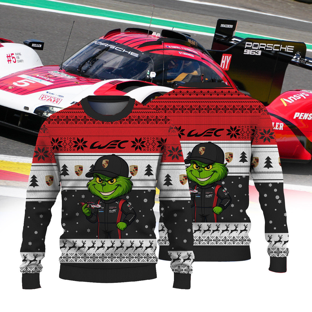 PORSCHE PENSKE MOTORSPORT FIAWEC × Grinch Ugly Christmas Sweater