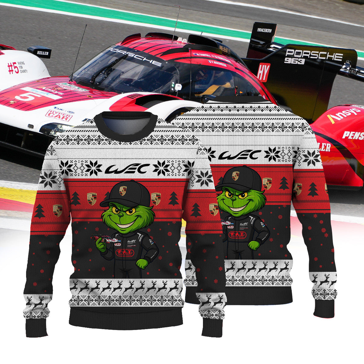 PORSCHE PENSKE MOTORSPORT FIAWEC × Grinch Ugly Christmas Sweater II