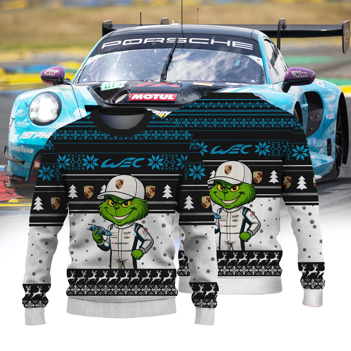 MANTHEY 1ST PHORM FIAWEC × Grinch Ugly Christmas Sweater
