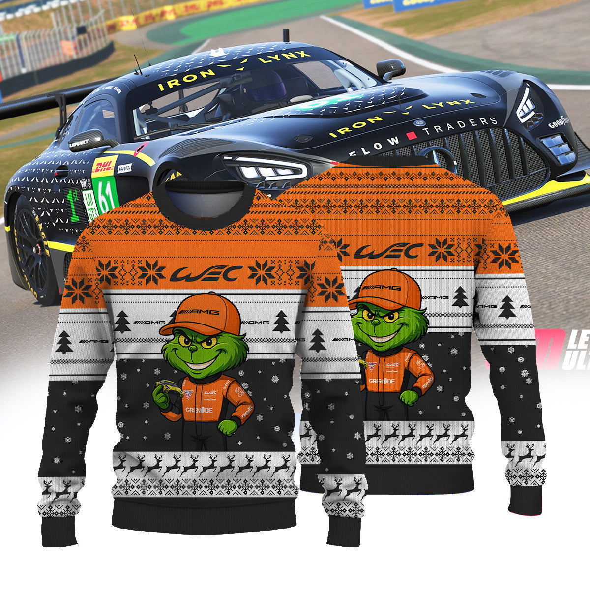 MERCEDES AMG IRON LYNX FIAWEC × Grinch Ugly Christmas Sweater III