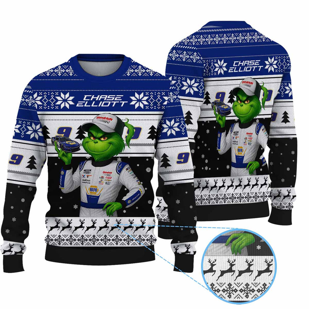 Premium Chase Elliott Grinch Ugly Sweater