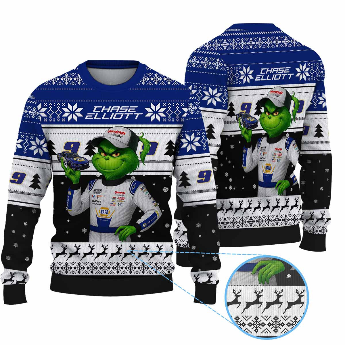 Premium Chase Elliott Grinch Ugly Sweater