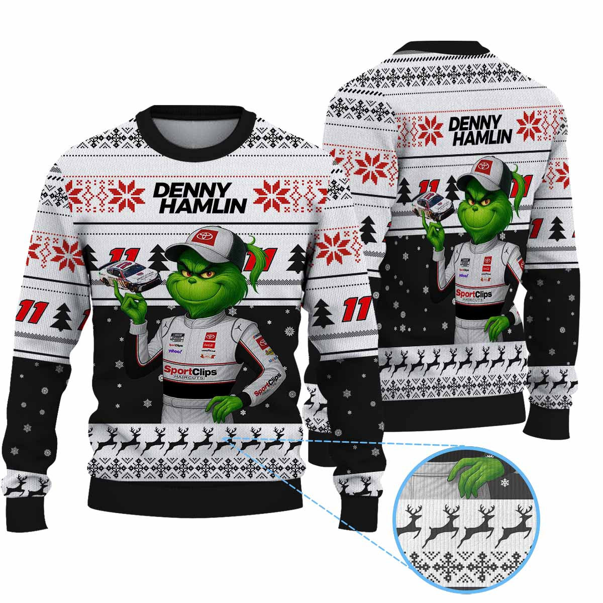 Premium Denny Hamlin Grinch Ugly Sweater