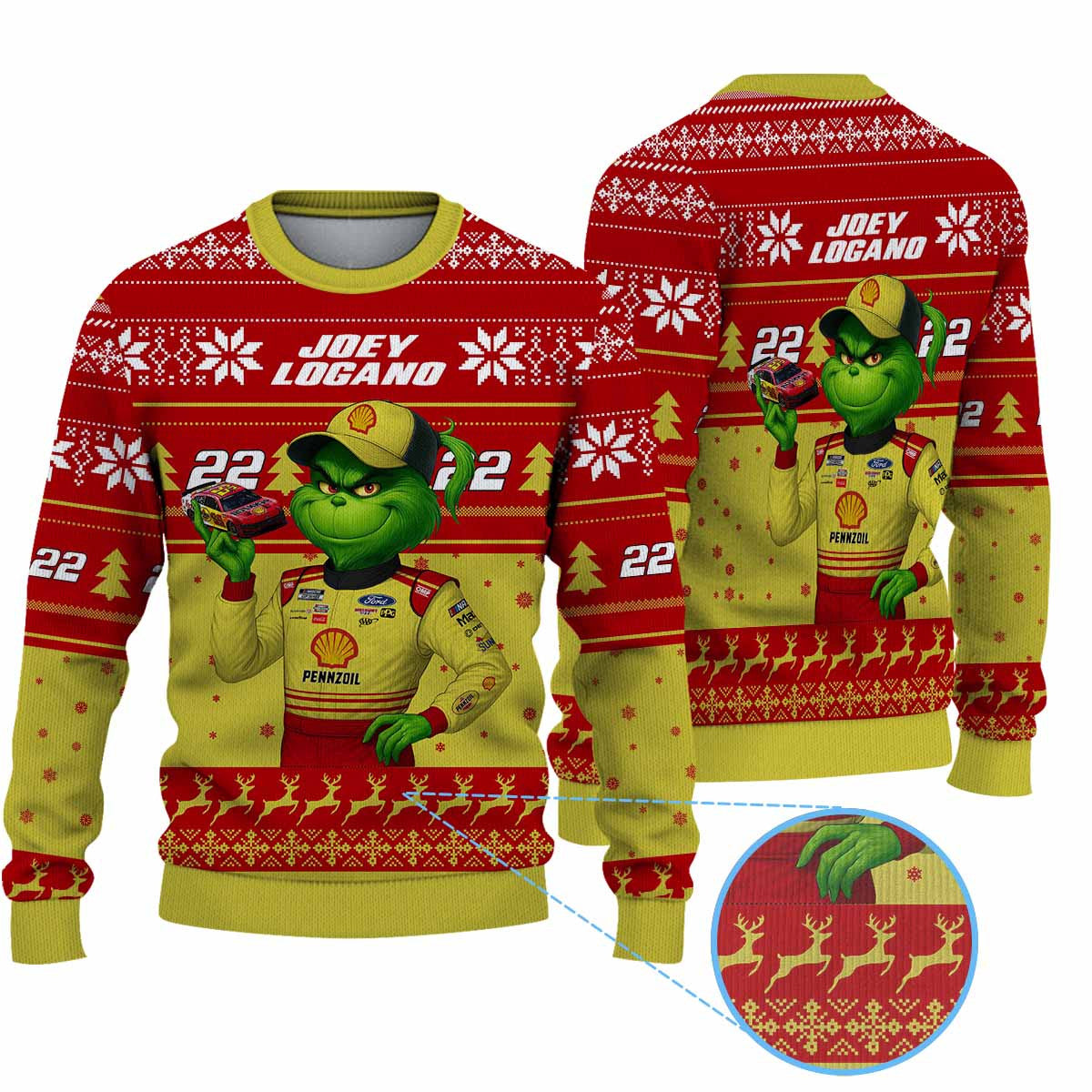Premium Joey Logano Grinch Ugly Sweater