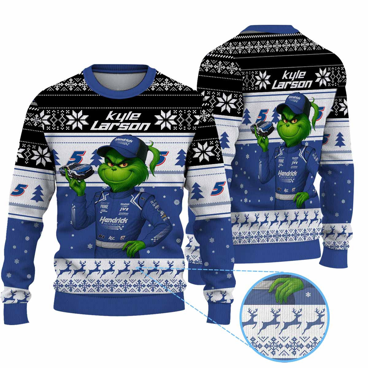 Premium Kyle Larson Grinch Ugly Sweater