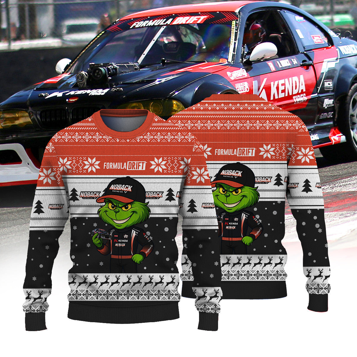 Noback Racing Nick Noback × Grinch Ugly Christmas Sweater