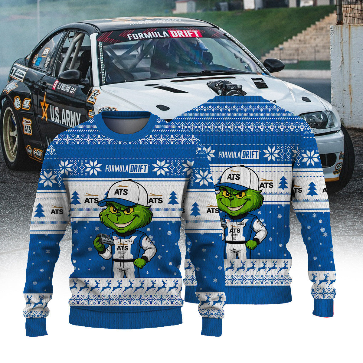 OSULLY RACING US ARMY Connor O Sullivan × Grinch Ugly Christmas Sweater