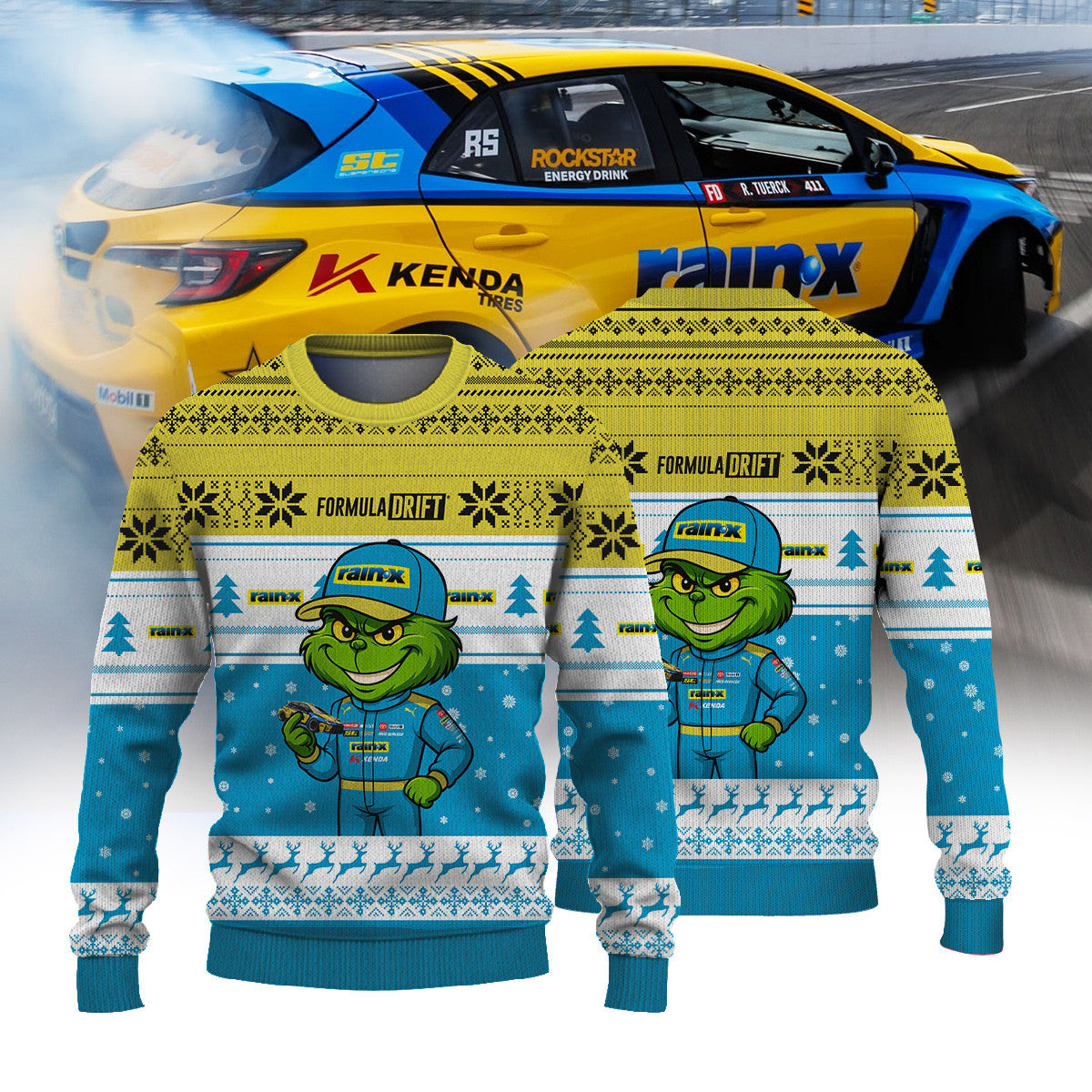 Papadakis Racing Ryan Tuerck × Grinch Ugly Christmas Sweater