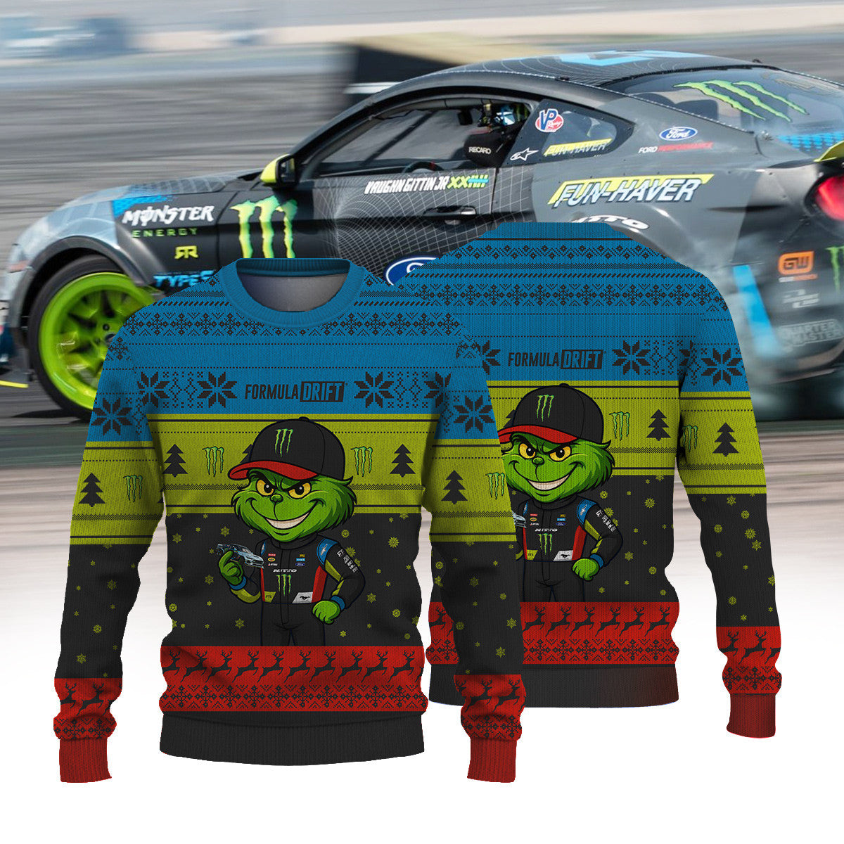 RTR Vehicles Drift Team Vaughn Gittin Jr × Grinch Ugly Christmas Sweater