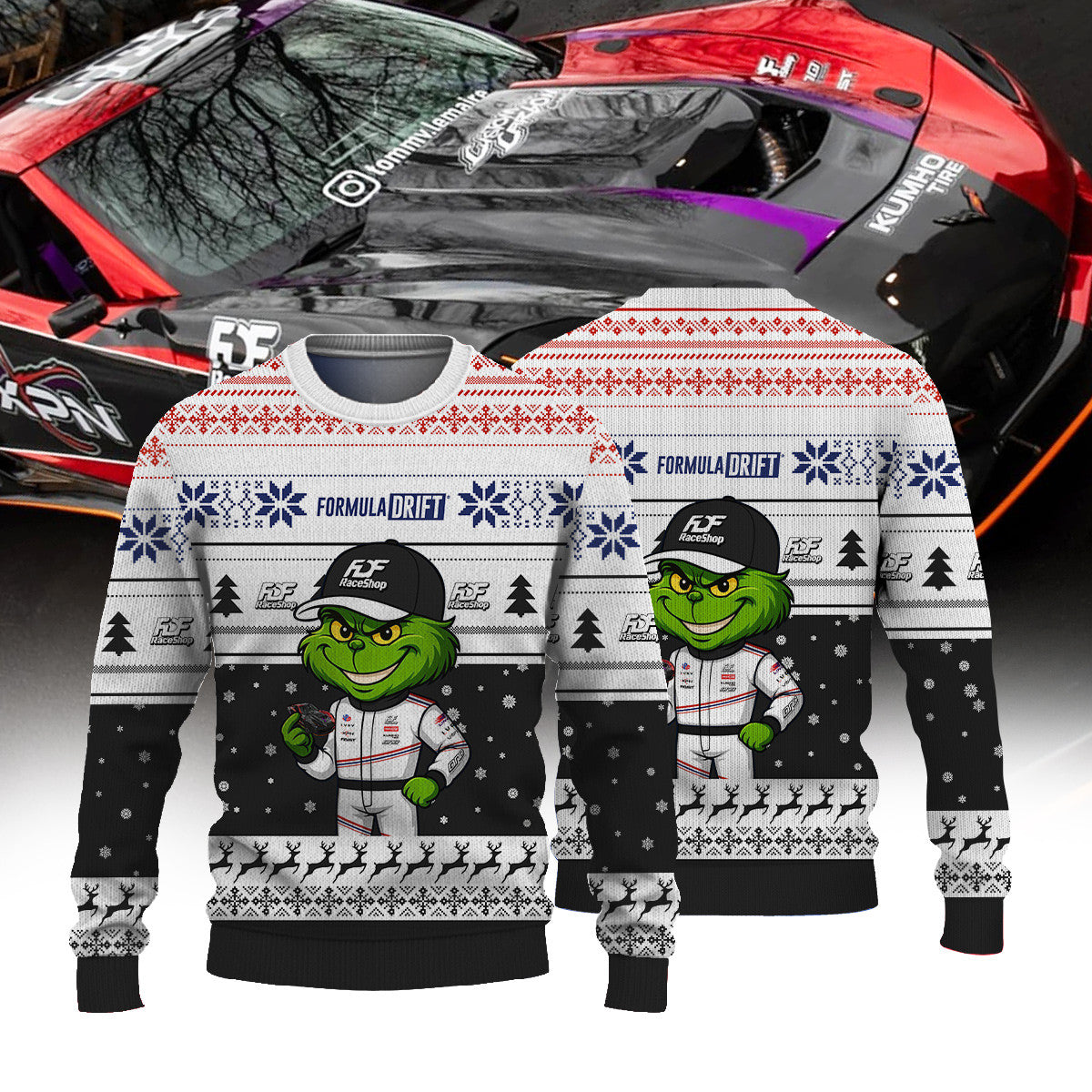 TLO Drift Team Tommy Lemaire × Grinch Ugly Christmas Sweater
