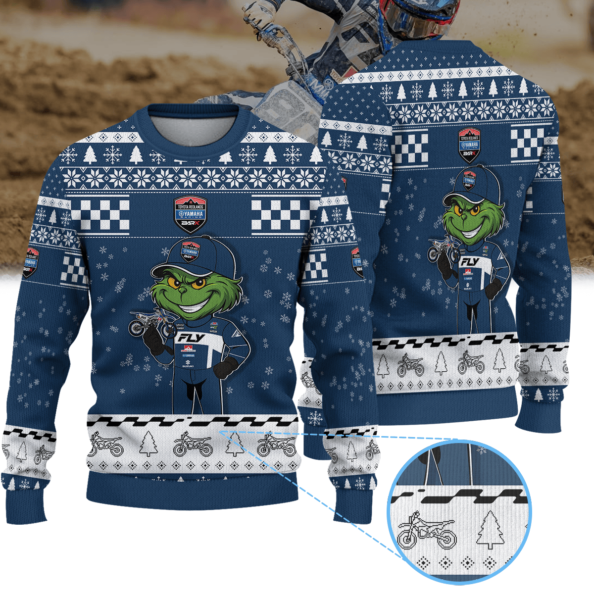 Derek Drake Toyota Redlands Yamaha BARX × Grinch Ugly Christmas Sweater