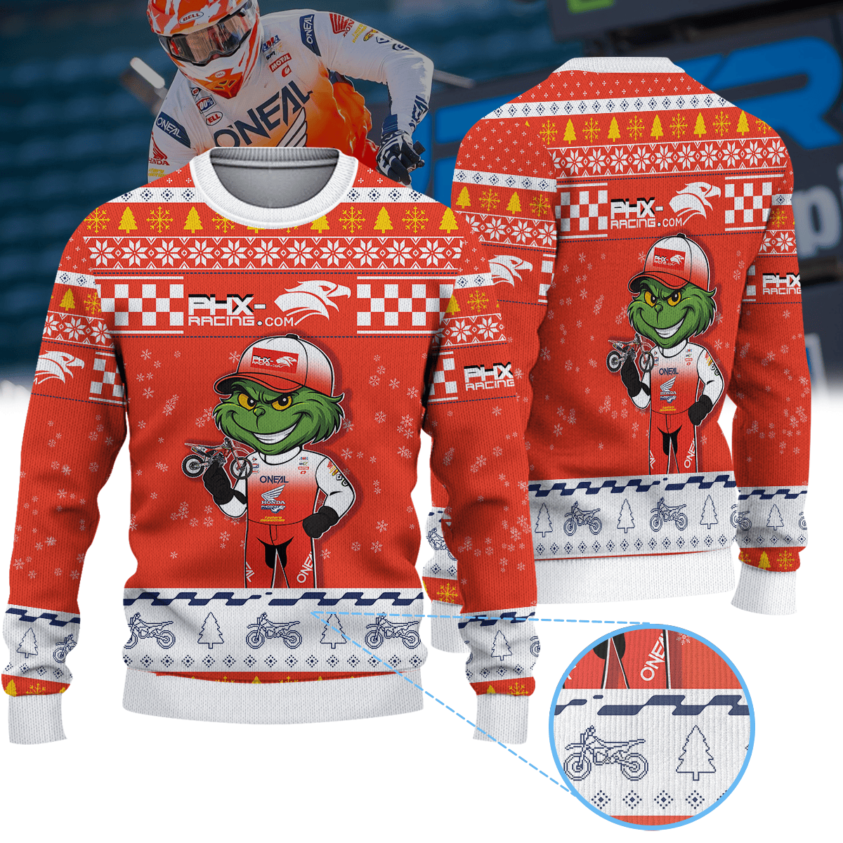 Dylan Ferrandis Phoenix Racing Factory Connection Honda × Grinch Ugly Christmas Sweater