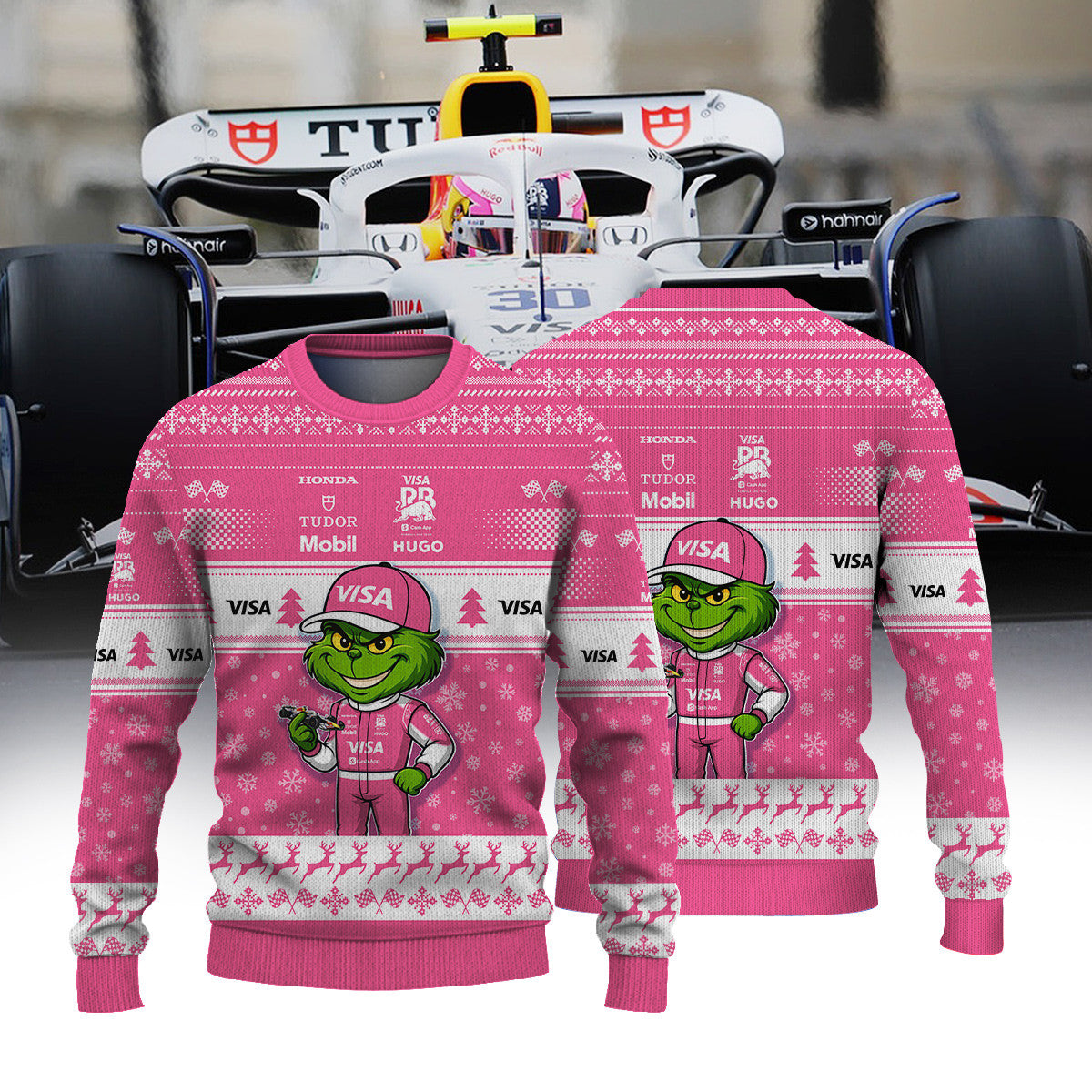 Visa Cash App RB Formula One Team × Grinch Ugly Christmas Sweater v2