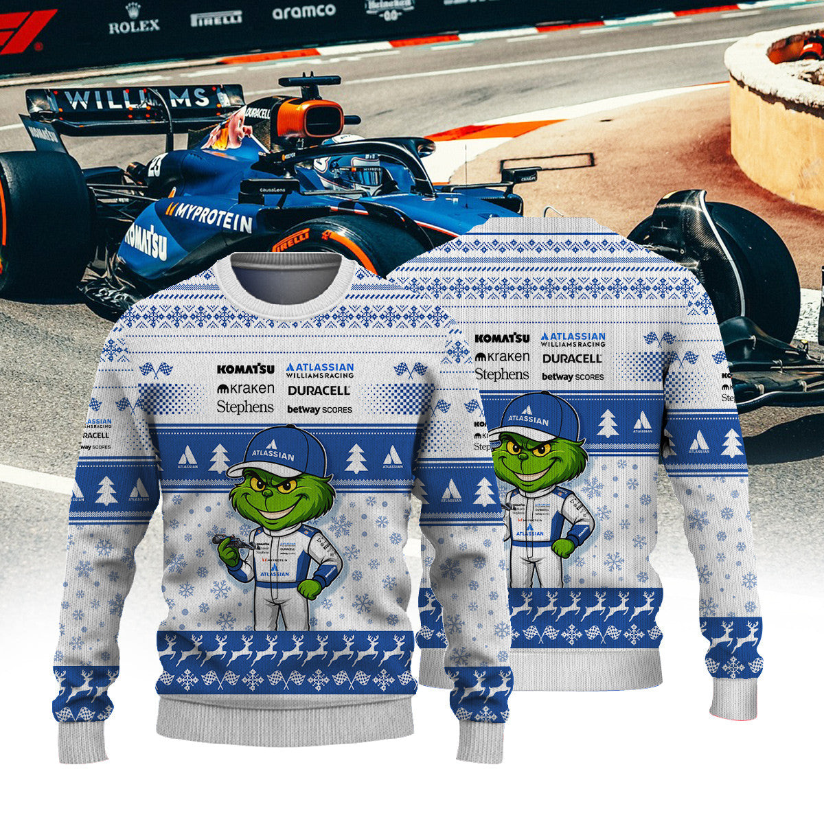 Williams Racing × Grinch Ugly Christmas Sweater v2
