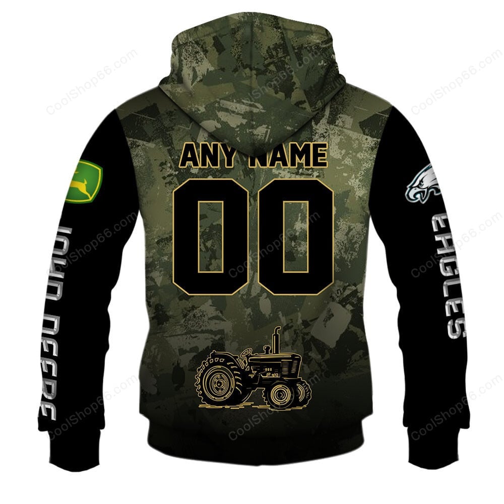 Philadelphia Eagles x John Deere Hoodie | Funny Green Character Premium Hoodie