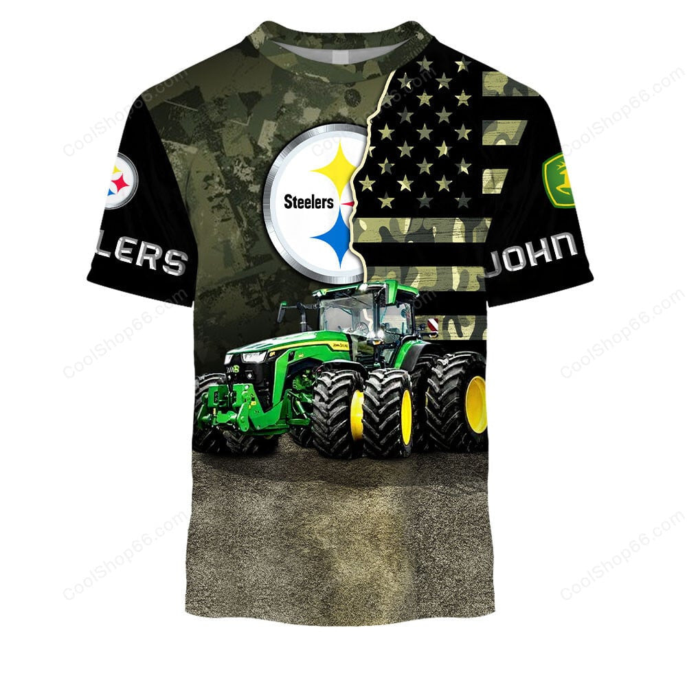 Pittsburgh Steelers x John Deere Hoodie | Funny Green Character Premium Hoodie