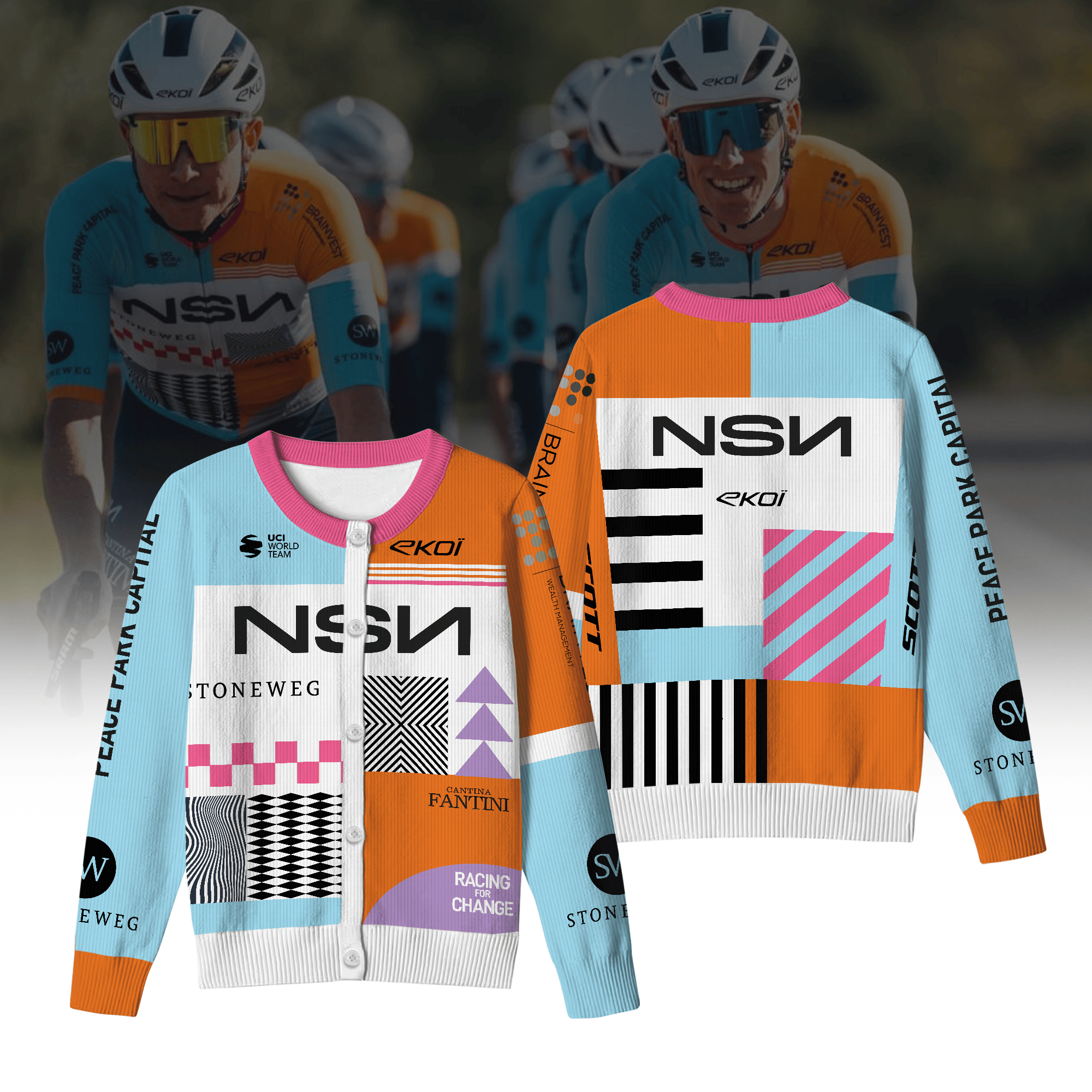 NSN Cycling Team Inspired Crewneck Cardigan Pro Cycling Style
