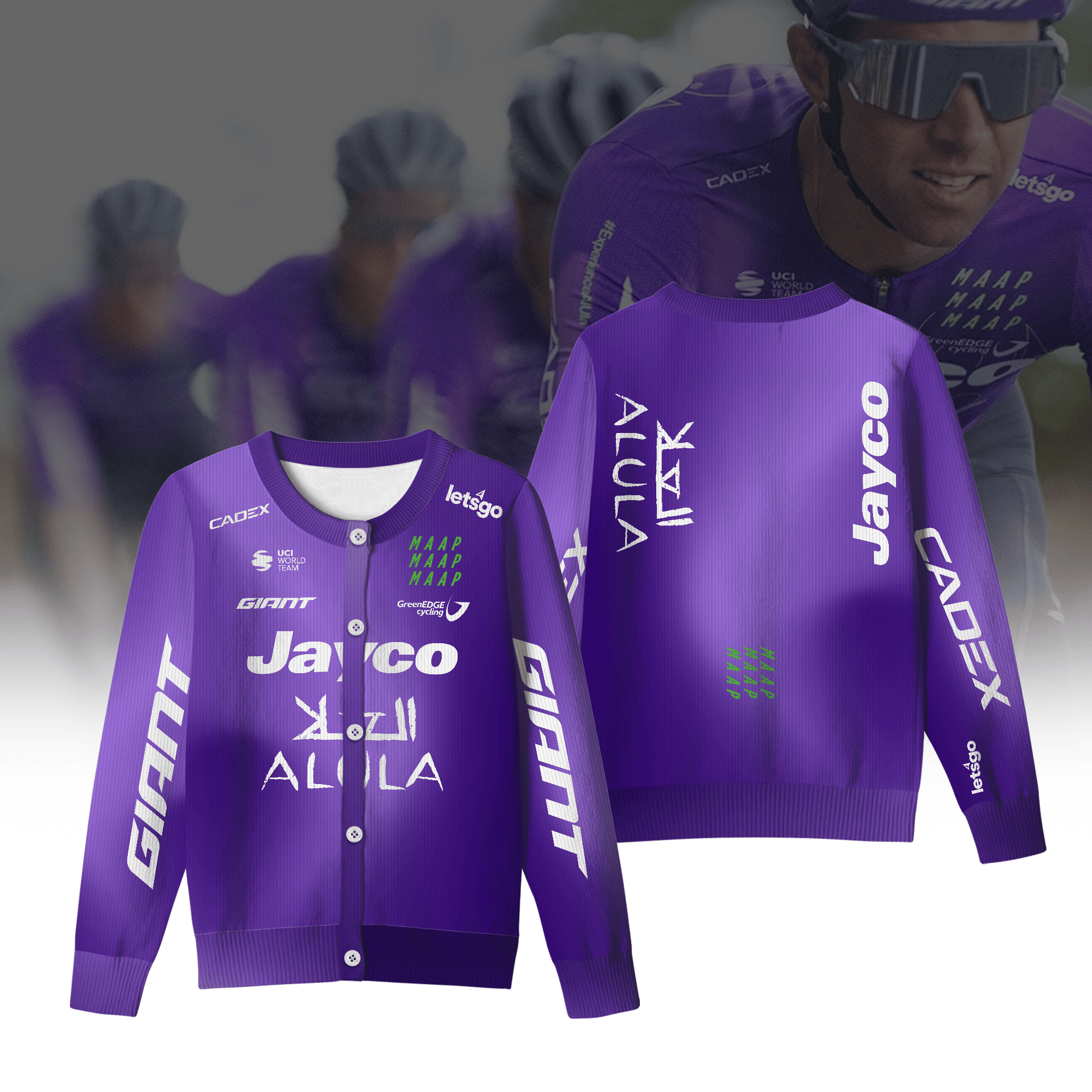 Team Jayco AlUla Inspired Crewneck Cardigan Pro Cycling Style