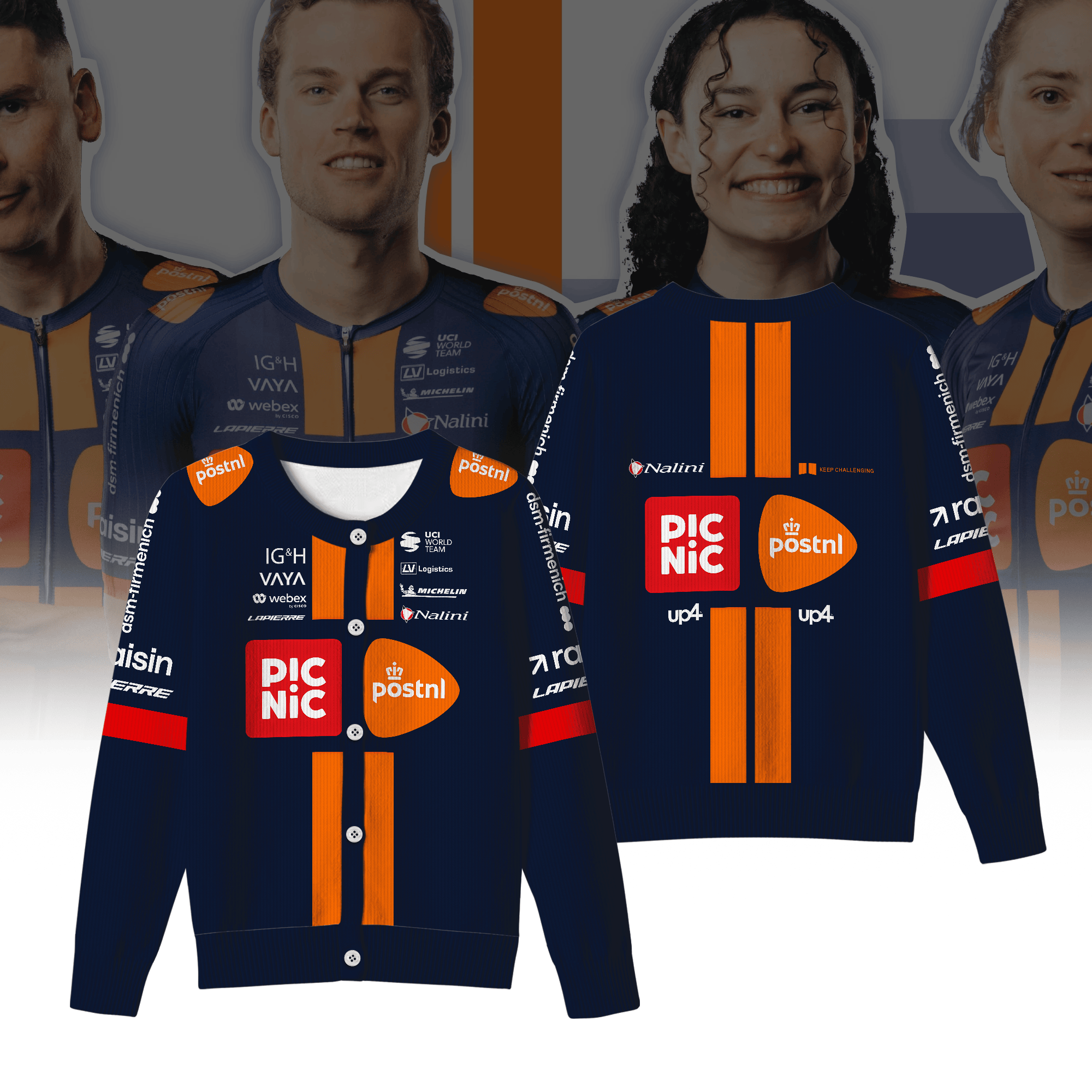 Team Picnic PostNL Inspired Crewneck Cardigan Pro Cycling Style