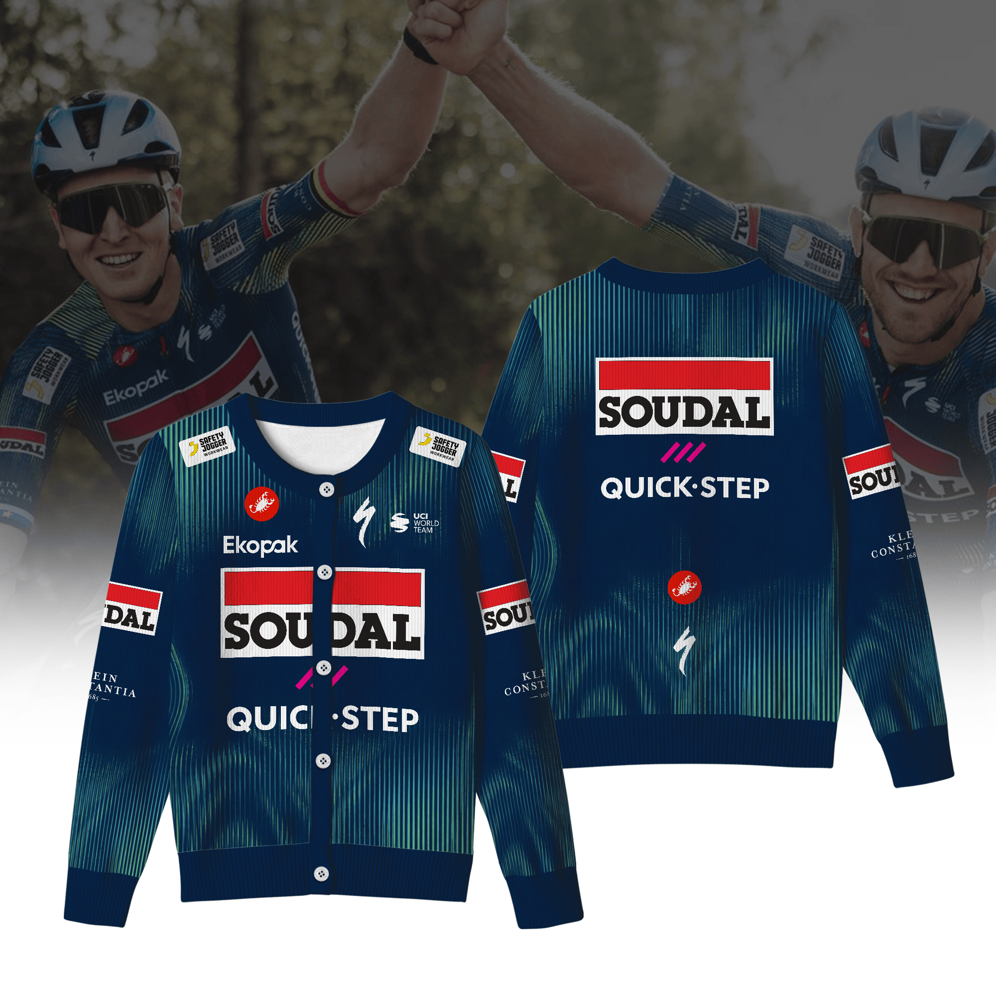 Soudal Quick Step Inspired Crewneck Cardigan Pro Cycling Style