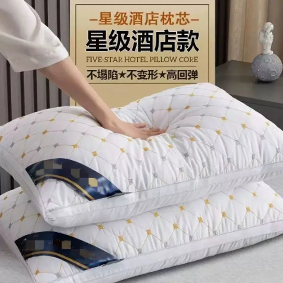 Feather Cotton Pillow Core High Rebound Three-dimensional Neck Pillow Bedroom Home Hotel Support Cervical Spine Sleep Pillows