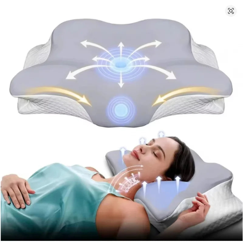 Butterfly Shape Memory Foam Pillow Ergonomic Design for Neck Pain Relief Back Side Sleepers Cervical Pillow Sleep Relaxation