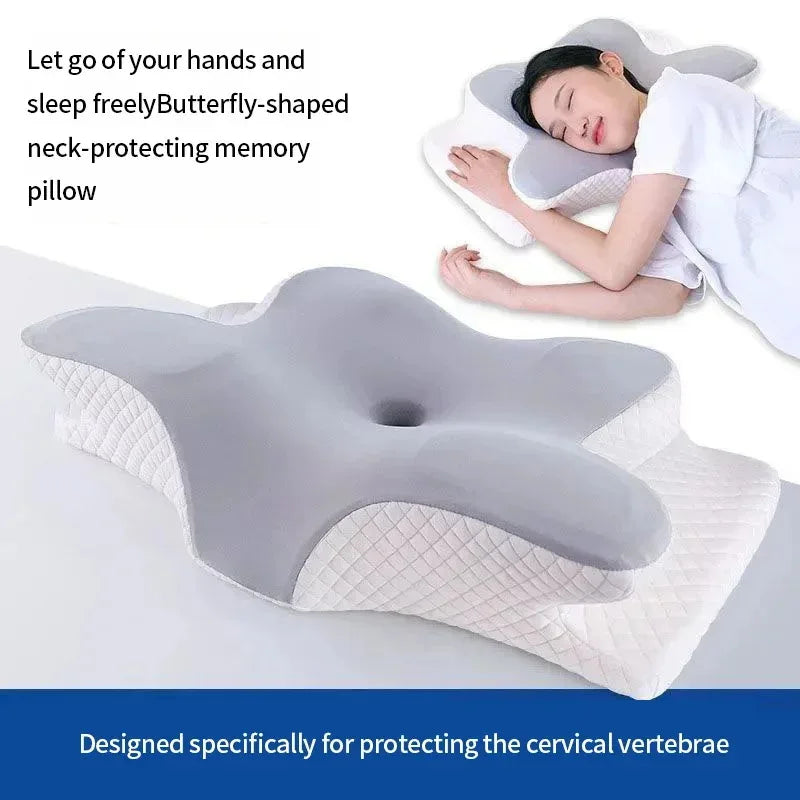Butterfly Shape Memory Foam Pillow Ergonomic Design for Neck Pain Relief Back Side Sleepers Cervical Pillow Sleep Relaxation