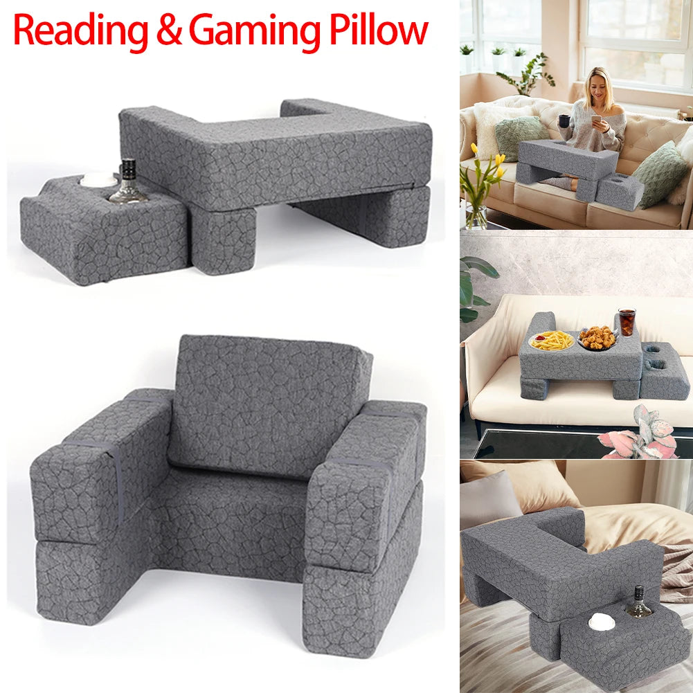 Extra Large Laptop Lap Desk Pillow with Cup Holder Adjustable for Reading Gaming Working and More for Steam Deck/Switch Playing