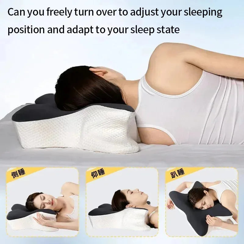 Butterfly Shape Memory Foam Pillow Ergonomic Design for Neck Pain Relief Back Side Sleepers Cervical Pillow Sleep Relaxation