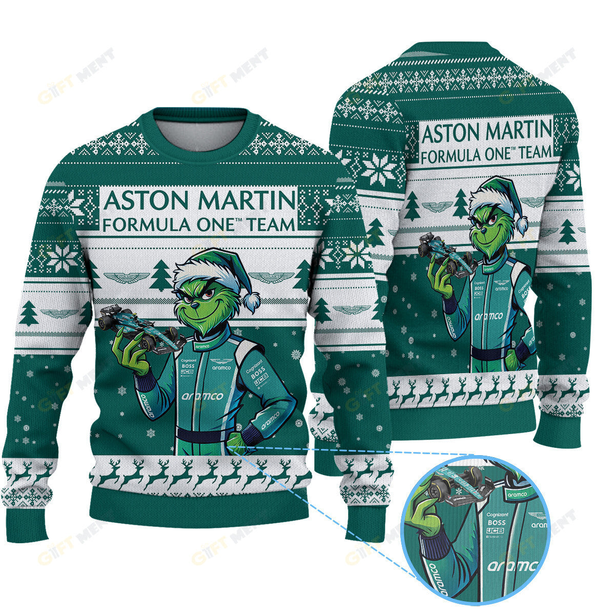 Aston Martin Aramco Cognizant Formula One Team x Grinch Ugly Sweater